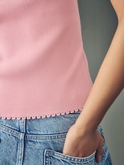 Pink Blush Square Neck Scalloped Edge Knitted Vest - Image 3 of 7