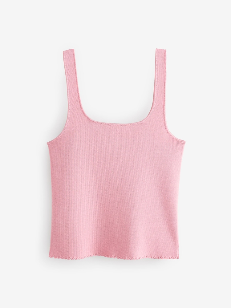 Pink Blush Square Neck Scalloped Edge Knitted Vest - Image 5 of 7