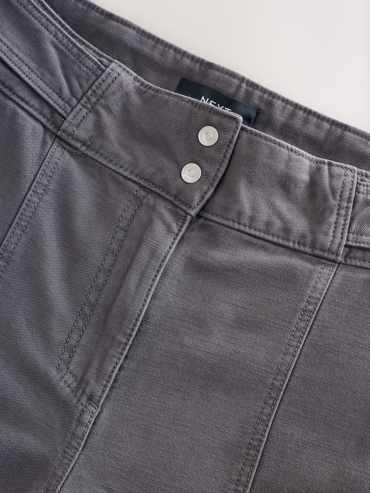 Charcoal Grey 100% Cotton Cargo Barrel Leg Trousers - Image 7 of 9