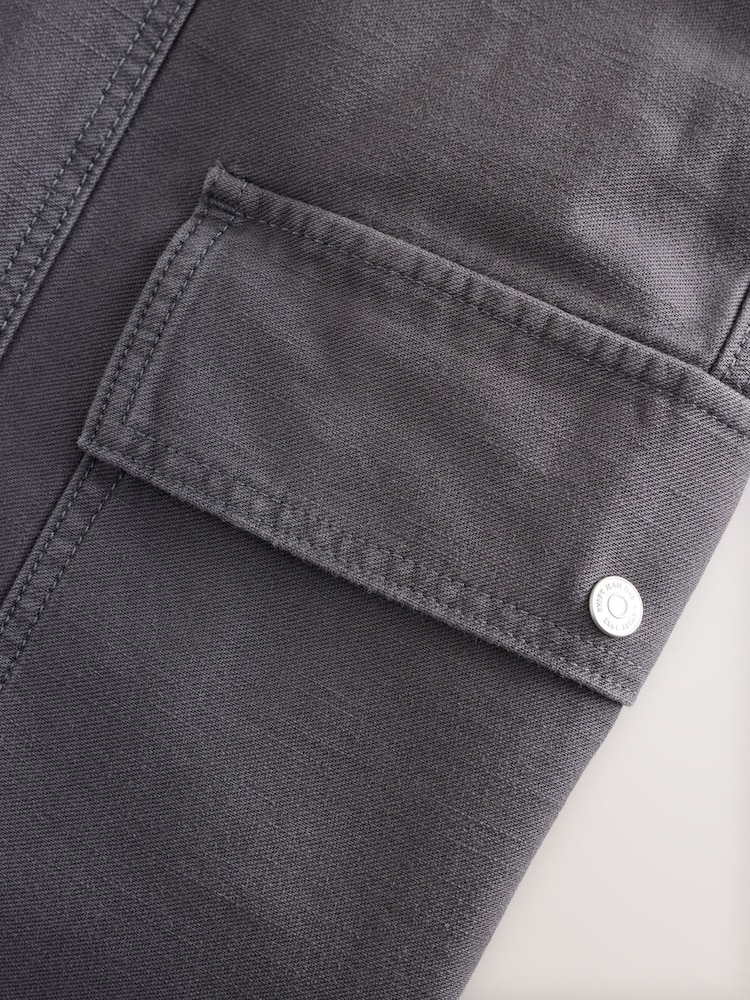 Charcoal Grey 100% Cotton Cargo Barrel Leg Trousers - Image 8 of 9