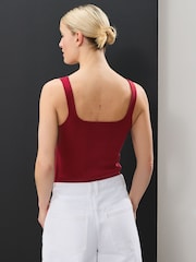Red Square Neck Scalloped Edge Knitted Vest - Image 3 of 7