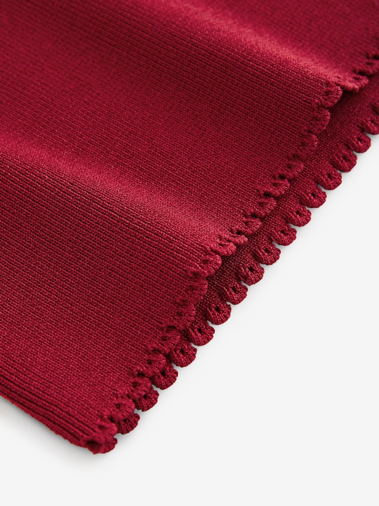Red Square Neck Scalloped Edge Knitted Vest - Image 7 of 7