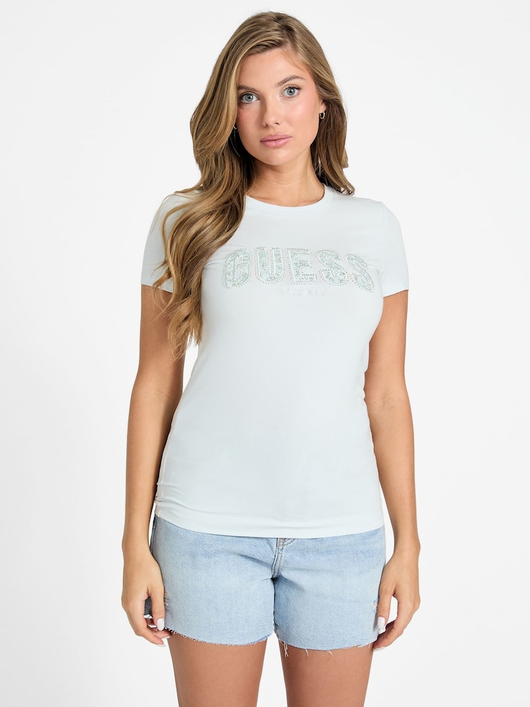 Guess Short Sleeve Logo Lace T-Shirt - Image 1 of 5