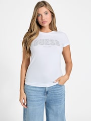 Guess Short Sleeve Logo Lace T-Shirt - Image 1 of 4