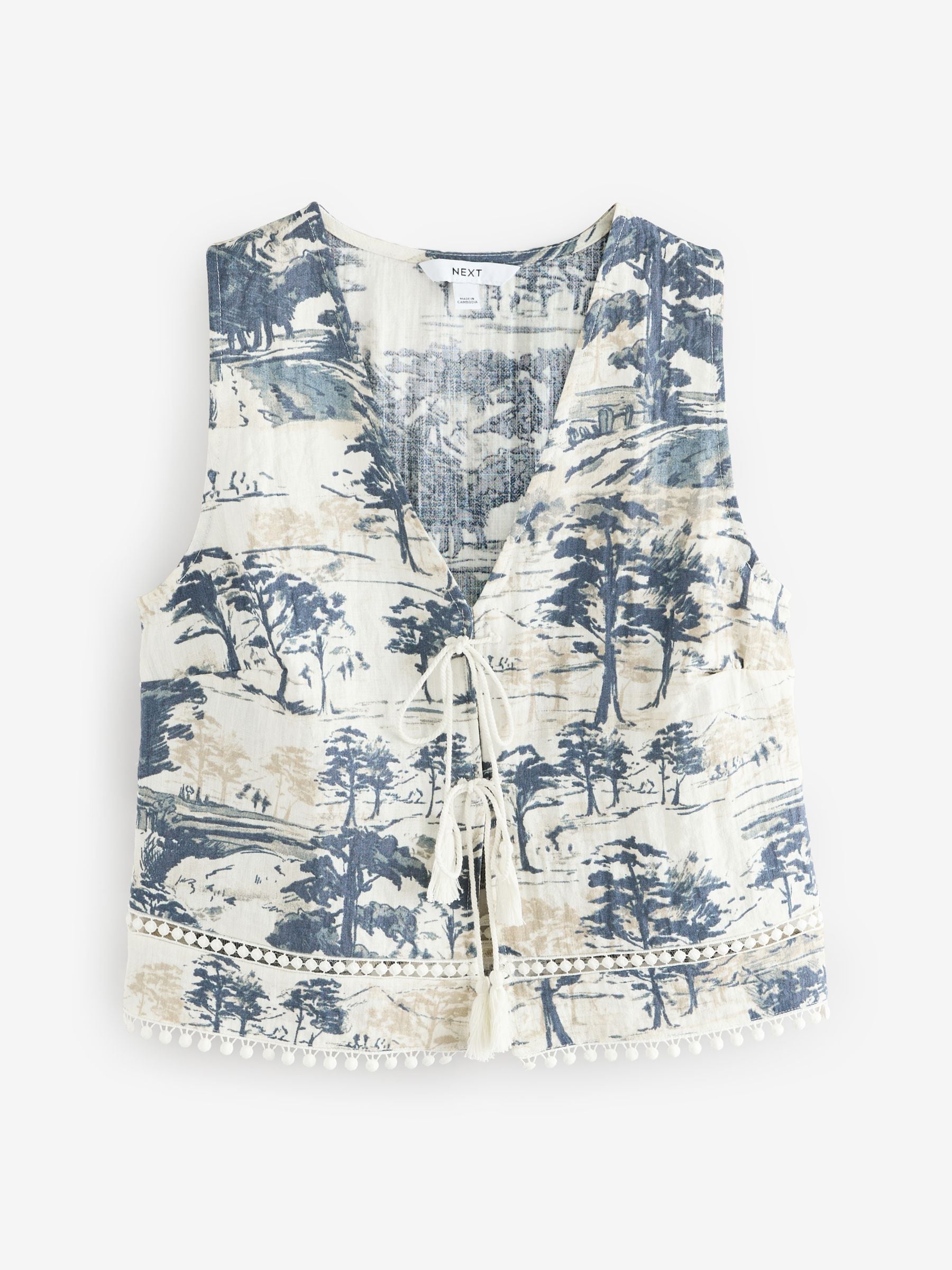 Buy Palm Print Tie Front Sleeveless Top from Next USA