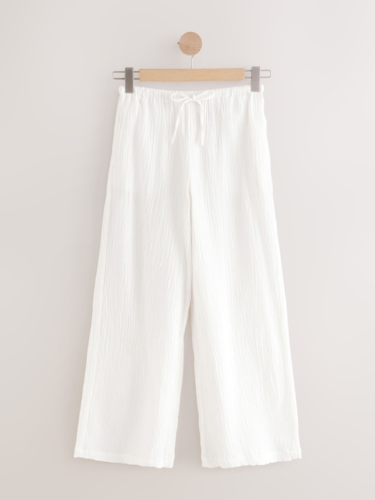 Rose/Blanc - Lot de 2 pantalons larges texturés en lin - Image 6 of 9