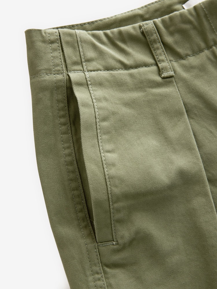 Sage Green 100% Cotton Barrel Leg Chinos Trousers - Image 6 of 8