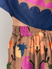 Brown Floral Print Wide Leg Satin Trousers - Image 5 of 8
