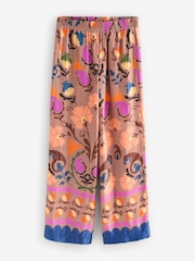 Brown Floral Print Wide Leg Satin Trousers - Image 6 of 8