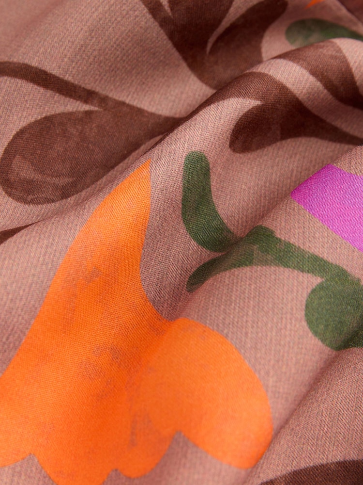 Brown Floral Print Wide Leg Satin Trousers - Image 7 of 8