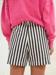 White/Navy Stripe Cotton Rich Pull On Shorts - Image 3 of 8