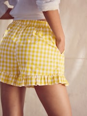 Yellow 100% Cotton Embroidered Gingham Boy Shorts - Image 5 of 8