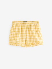 Yellow 100% Cotton Embroidered Gingham Boy Shorts - Image 6 of 8