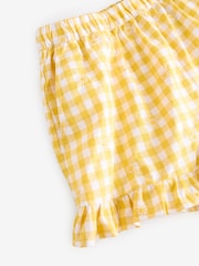 Yellow 100% Cotton Embroidered Gingham Boy Shorts - Image 7 of 8