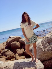 Black & White 100% Cotton Embroidered Gingham Boy Shorts - Image 2 of 8