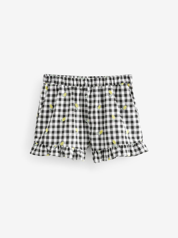 Black & White 100% Cotton Embroidered Gingham Boy Shorts - Image 6 of 8
