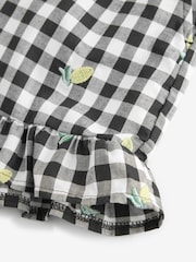 Black & White 100% Cotton Embroidered Gingham Boy Shorts - Image 8 of 8