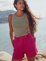 Pink Linen Rich Boy Shorts - Image 1 of 6
