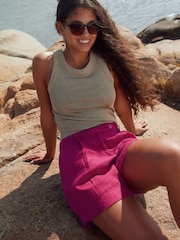 Pink Linen Rich Boy Shorts - Image 2 of 6