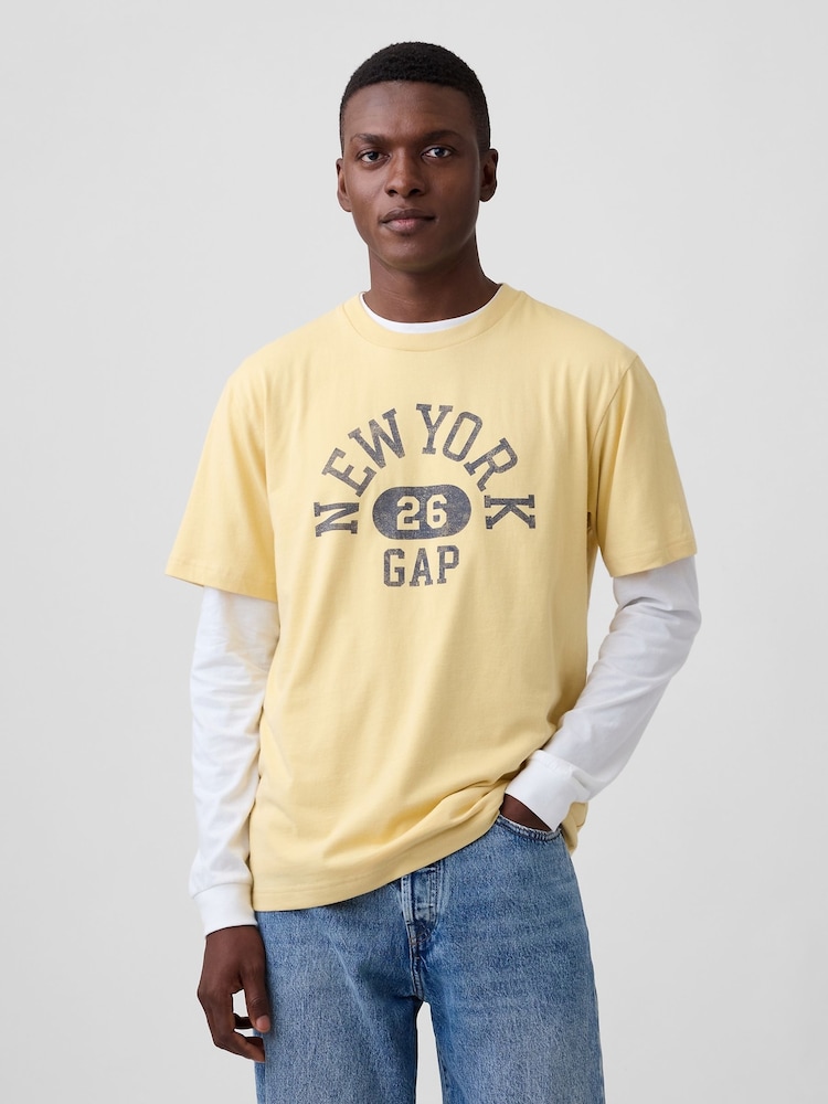 Marrone - T-shirt grafica Gap Everyday Soft Relaxed - Immagine 1 di 4