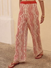 Rojo crudo - Pantalones de crochet ondulados - Imagen 3 de 7