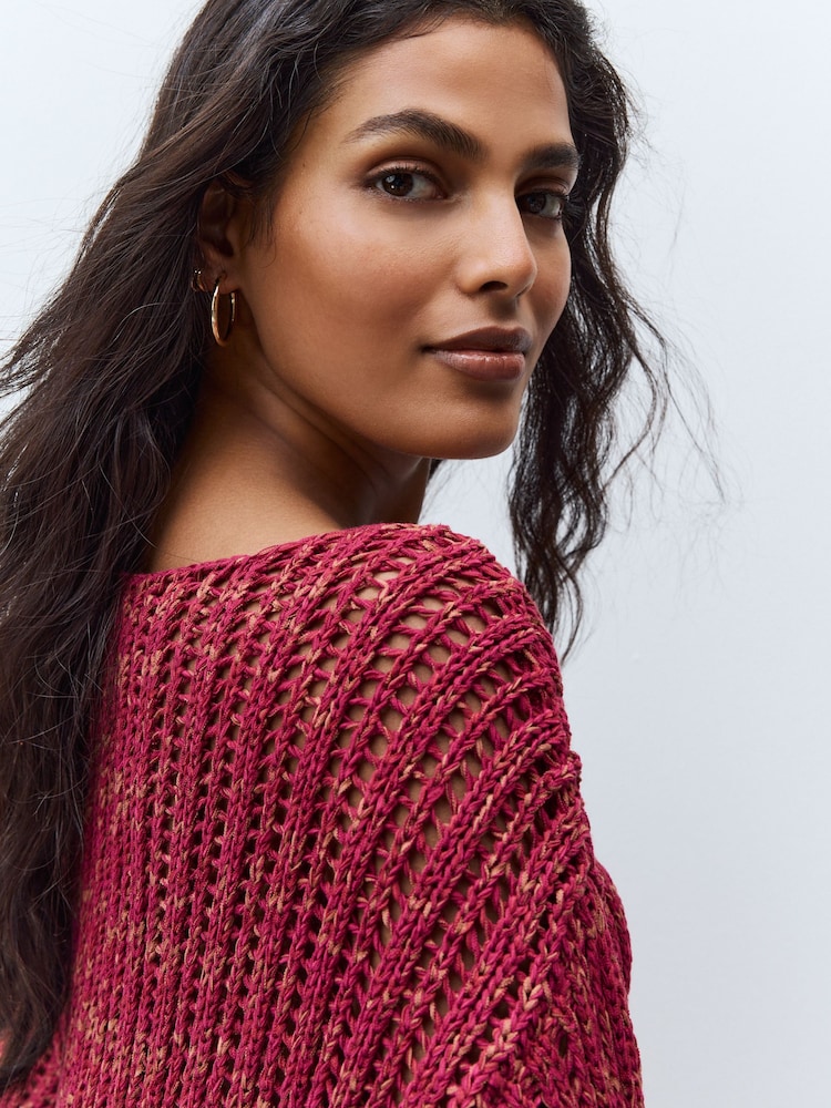 Red Stitchy Off The Shoulder Flare Sleeve Jumper - Image 5 of 8