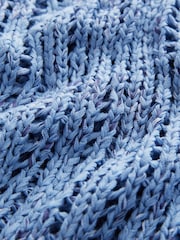 Blue Stitchy Off The Shoulder Flare Sleeve Jumper - Image 7 of 8
