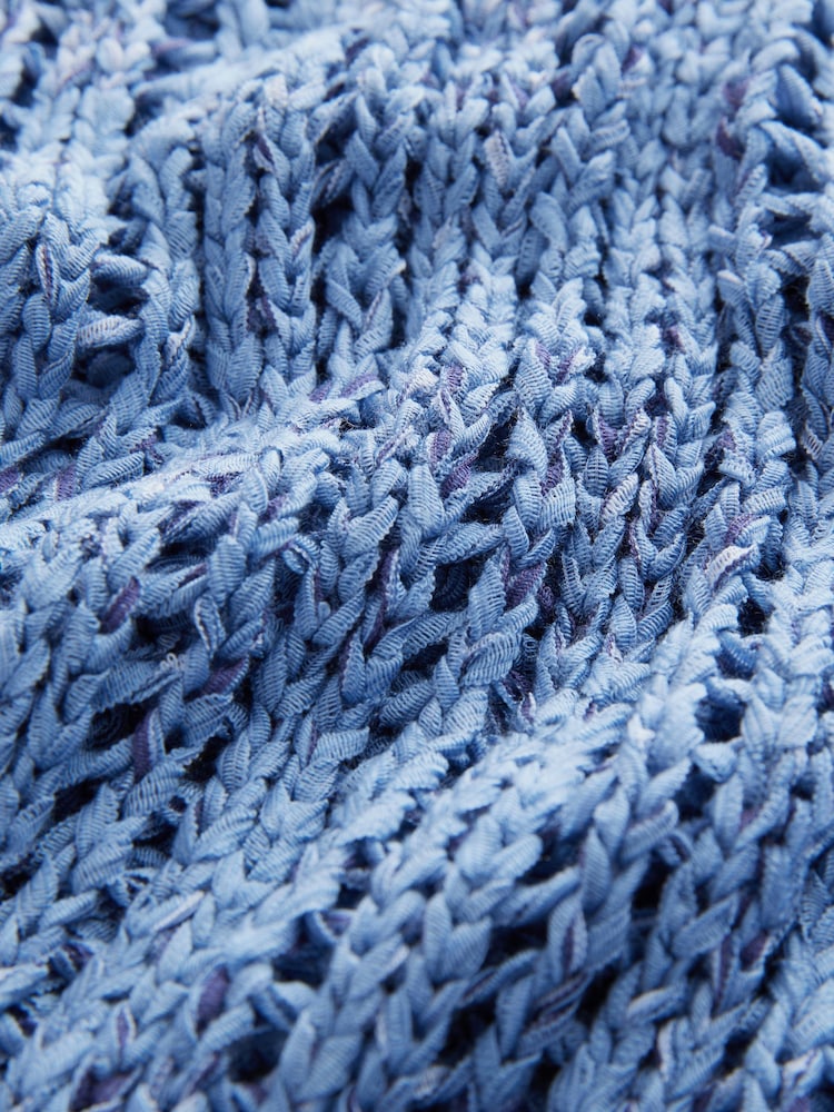 Blue Stitchy Off The Shoulder Flare Sleeve Jumper - Image 7 of 8