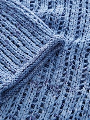 Blue Stitchy Off The Shoulder Flare Sleeve Jumper - Image 8 of 8