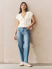 White Ecru Stitchy Cabel Waistcoat - Image 3 of 7
