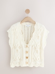 White Ecru Stitchy Cabel Waistcoat - Image 5 of 7