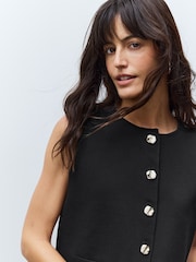 Black Smart Button Front Waistcoat - Image 1 of 9