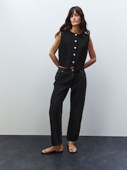 Black Smart Button Front Waistcoat - Image 2 of 9