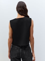 Black Smart Button Front Waistcoat - Image 5 of 9