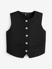 Black Smart Button Front Waistcoat - Image 7 of 9