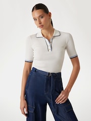 Guess Thalia Short Sleeve White Polo Shirt - Image 1 of 4