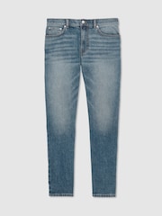 Reiss Washed Indigo Green Cast Picton Cotton-Stretch Slim-Fit Jeans - Image 2 of 7