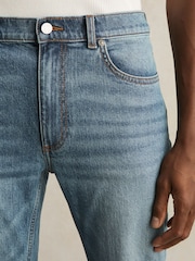 Reiss Washed Indigo Green Cast Picton Cotton-Stretch Slim-Fit Jeans - Image 4 of 7