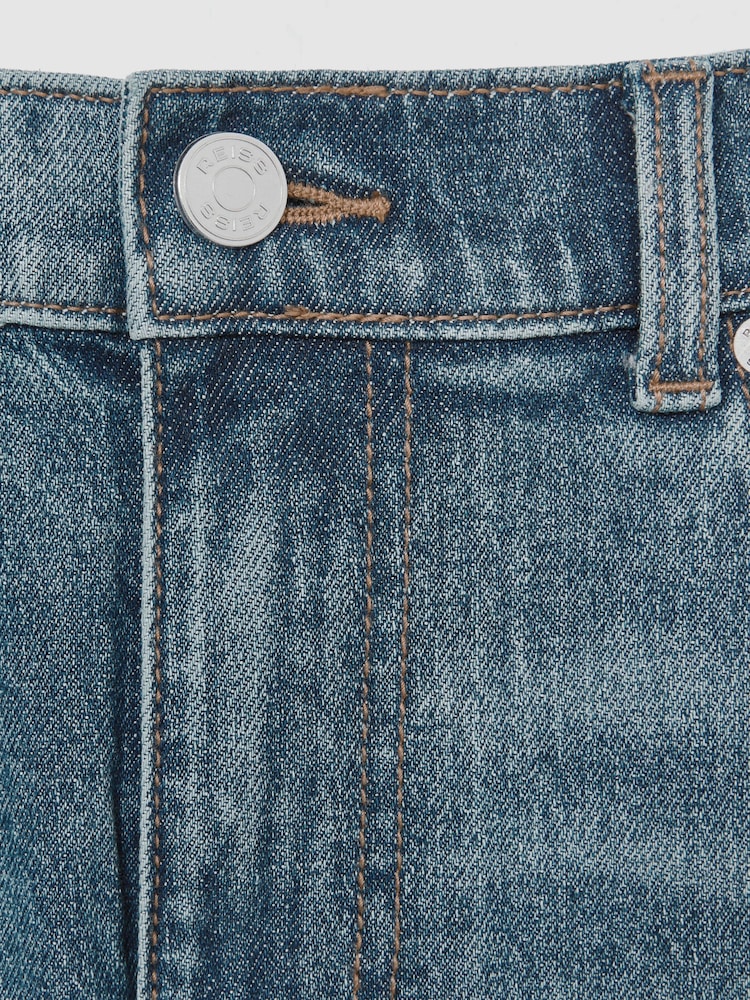 Reiss Washed Indigo Green Cast Picton Cotton-Stretch Slim-Fit Jeans - Image 6 of 6