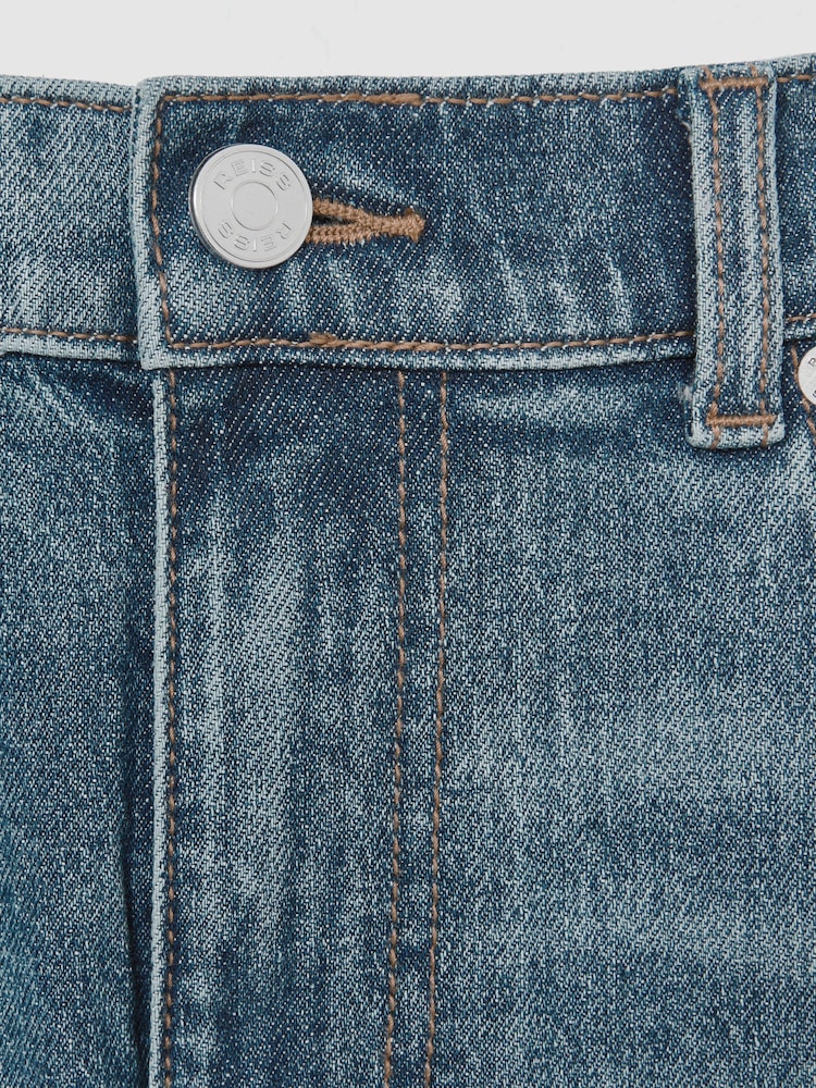 Reiss Washed Indigo Green Cast Picton Cotton-Stretch Slim-Fit Jeans - Image 7 of 7