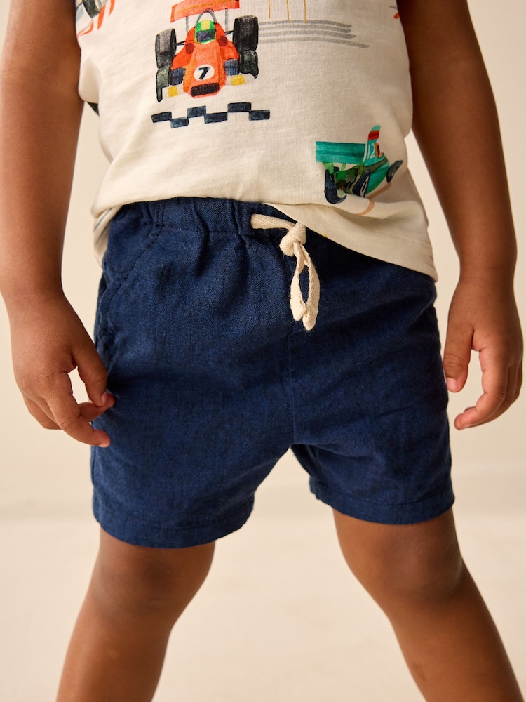 marine - Short en lin Blend à enfiler (3 mois à 7 ans) - Image 1 of 7
