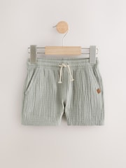 Sage Green Soft Textured Pull On Shorts (3mths-7yrs) - Image 1 of 4