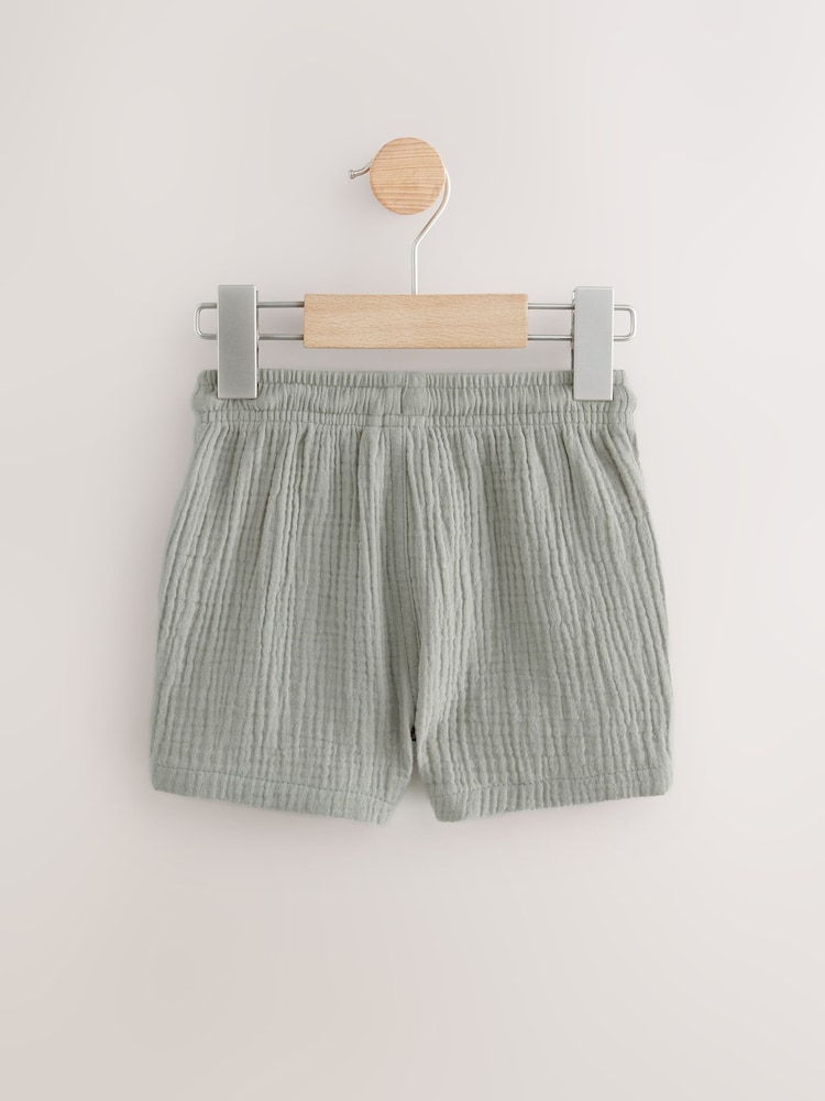 Sage Green Soft Textured Pull On Shorts (3mths-7yrs) - Image 2 of 4