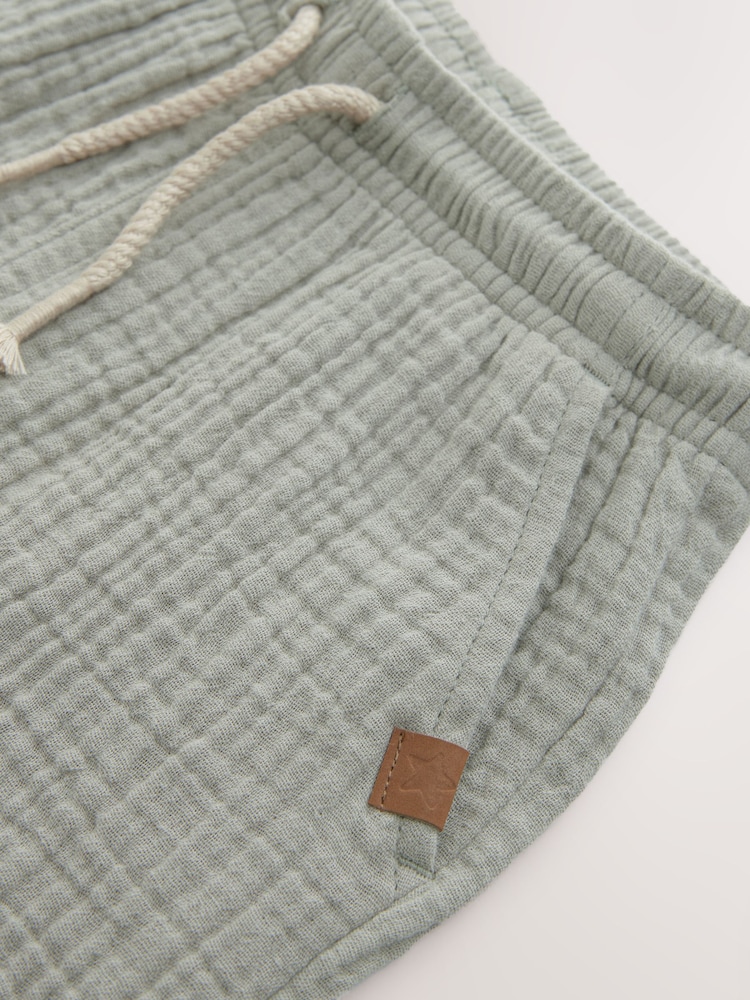 Sage Green Soft Textured Pull On Shorts (3mths-7yrs) - Image 3 of 4