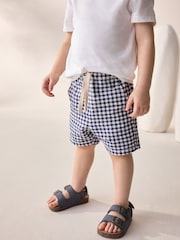 Navy/White Gingham Linen Blend Pull-On Shorts (3mths-7yrs) - Image 1 of 7
