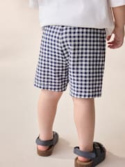 Navy/White Gingham Linen Blend Pull-On Shorts (3mths-7yrs) - Image 3 of 7