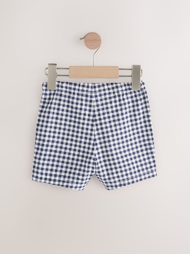 Bleu marine/blanc Vichy - Short Pull-On Lin Blend (3mths-7yrs) - Image 5 of 7