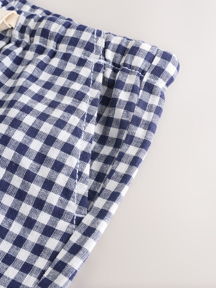 Bleu marine/blanc Vichy - Short Pull-On Lin Blend (3mths-7yrs) - Image 6 of 7