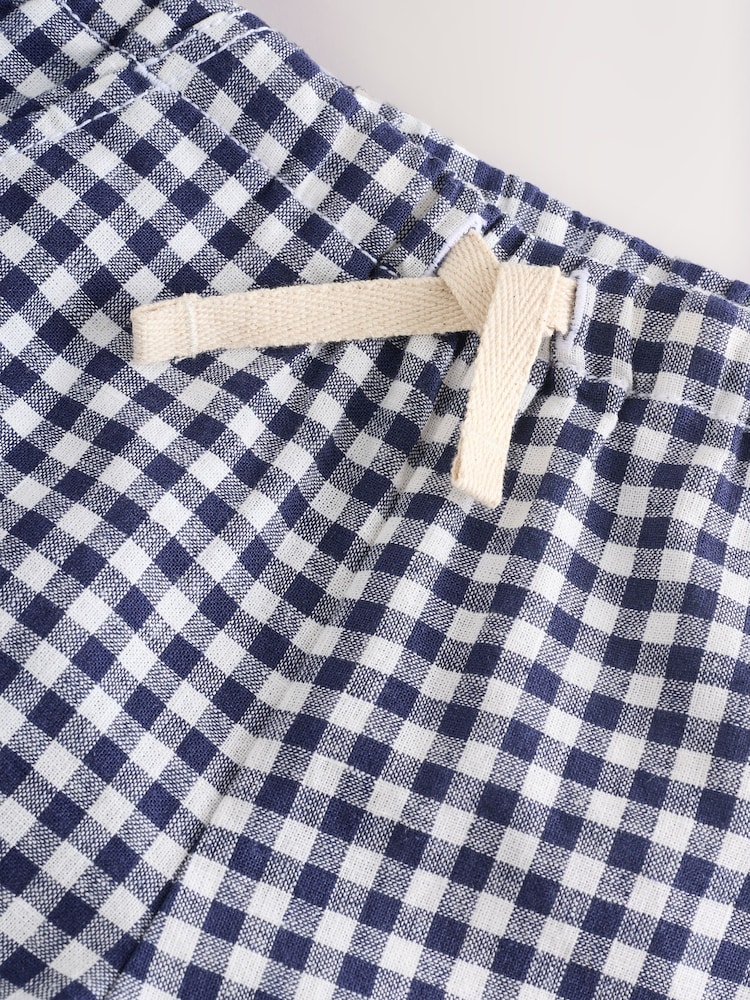 Navy/White Gingham Linen Blend Pull-On Shorts (3mths-7yrs) - Image 7 of 7