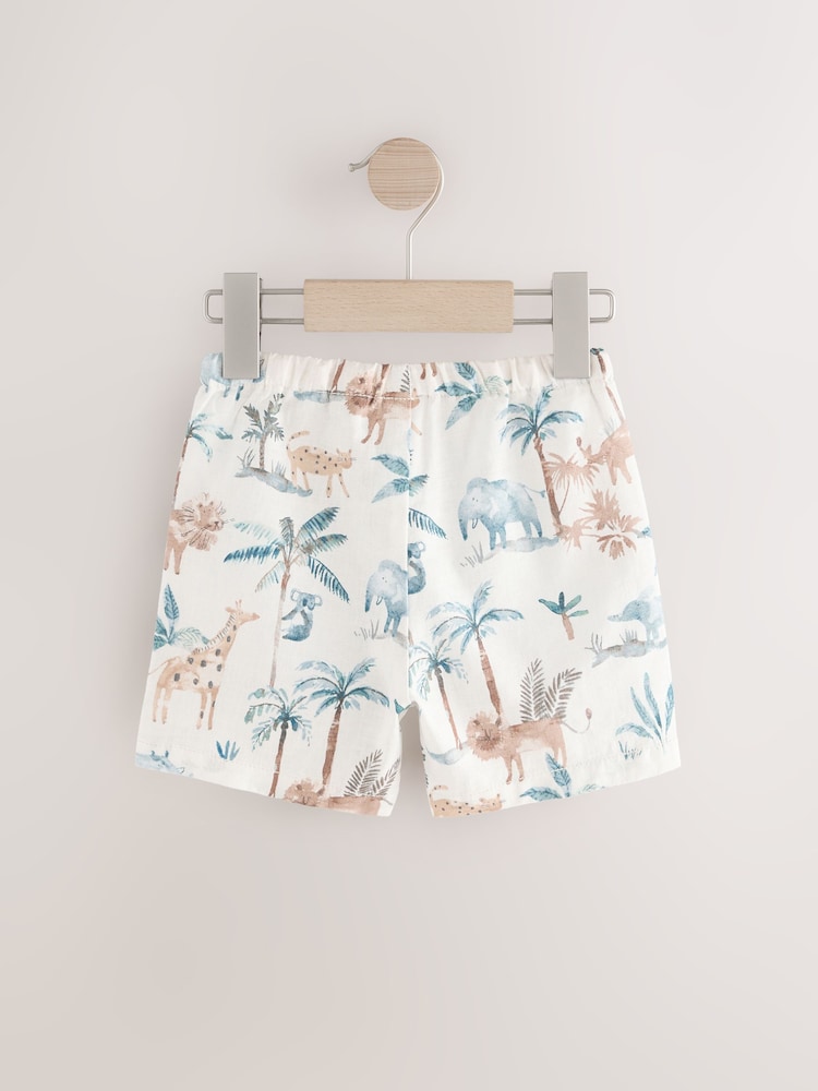 Ecru Safari Print Linen Blend Pull-On Shorts (3mths-7yrs) - Image 2 of 8